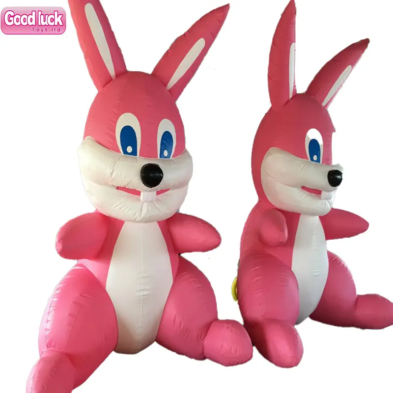 Conejo rosa de Pascua inflable para chicas, decoración de restaurante, promoción de feliz Pascua