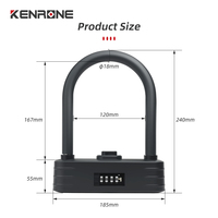 Verrou de moto intelligent KENRONE IP66 étanche, programmable, numérique, biométrique, à empreinte digitale, pour roue arrière, en métal, dernière génération