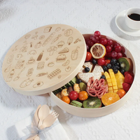 Boîte ronde en bois divisée pour aliments, boîte de rangement multi-compartiments pour collations et noix, boîte ronde en bois personnalisable avec logo