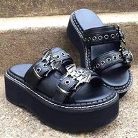 Sandales à plateforme Demonia pour femme, style Diablo Punk, à bout ouvert, avec ailes de chauve-souris, à enfiler, pour l'été et l'extérieur