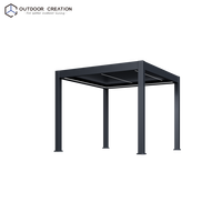 Pergola bioclimatique électrique entièrement automatique en aluminium avec toit à lames orientables pour terrasse, gazebo, balcon, jardin 3x3m, revêtement poudré