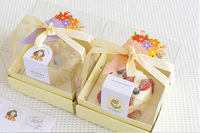 Boîte à gâteau en papier avec poignée en ruban jaune clair de 4/6 pouces, couvercle transparent en PVC, boîte à cadeaux pour fête d'anniversaire, boîte à pâtisserie, boîte à cupcakes