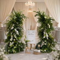 Arche de mariage artificielle blanche et verte, ensemble d'arrangements floraux en soie, panneau de bienvenue en verdure pour cérémonie et réception