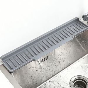 New Snap-Lock Cuttable <b>Silicone</b> Faucet <b>Mat</b> Kitchen Sink Faucet Organizer Kitchen Sink Splash Guard <b>Mat</b> for Fast Self-<b>Draining</b> - Product Image 5