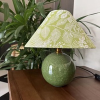 Lampe de chevet en céramique de style pastoral chinois vintage, décoration créative rétro verte pour la maison, veilleuse