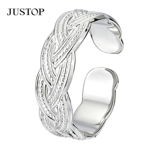 JUSTOP Geometric Stainless Steel <b>Ring</b> Rhodium Plated Modern Unisex <b>Plain</b> Band Fashion <b>Ring</b> Daily Wear - Product Image 5