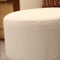 Fauteuil d'appoint arrondi en tissu bouclé, fauteuil de loisirs rembourré avec structure en bois massif, siège pivotant pour salon