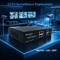 Switch PoE Gigabit Administrado por Web de 4 Puertos + 2 GE + 2 SFP, 10/100/1000Mbps con Soporte QoS VLAN, Apilable para Cámaras IP CCTV 3344GE