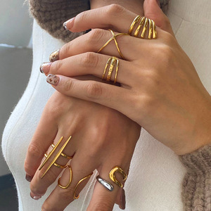 European American Style Stainless Steel Irregular <b>Opening</b> <b>Ring</b> Minimalist Design Titanium Steel Unisex Jewelry Gift - Product Image 2