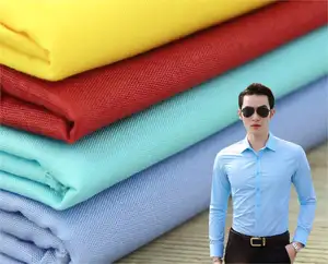 CVC60/40 Poplin Cotton Shirt Fabric 13372 Dyeing Plain Woven Fabric For Men And Women's Working Shirts Textile Fabrics