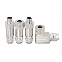 Connecteur de câble circulaire M12 métallique IP67 à 90 degrés, montage sur panneau, connexion filetée 8 broches, automatisation industrielle CE
