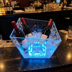 Seau à glace LED en plastique transparent de luxe irrégulier pour <span class=keywords><strong>champagne</strong></span> et vin, idéal pour les soirées en boîte de nuit, avec logo personnalisé - Product Image 6