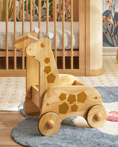 Boîte de rangement en bois Montessori classique pour enfants, avec motif girafe et chariot, idéale pour l'éveil éducatif - Product Image 2