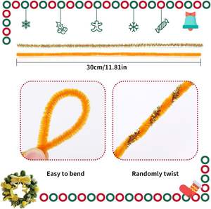 200 PCS Gold Pipe Cleaners Chenille Stem Set 100 PCS Laranja + 100 PCS Glitter Gold Craft Pipe Cleaners DIY Fuzzy Stick Art Crafts - Product Image 5