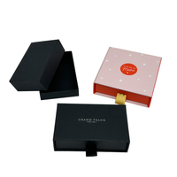 Boîte à bijoux en carton rigide de luxe sur mesure haut de gamme, petite boîte à glissière, boîte cadeau en papier rigide rose avec logo