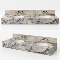 Lavabo en marbre blanc naturel Elephant |   Revêtement gris poli veiné avec protection anti-éclaboussures, adapté aux salles de bain, aux hôtels et aux villas.