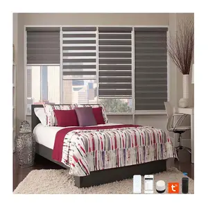 Smart Blinds Roller Blind Cordless Zebra Shades With Wand Control Motor Electric Zebra Blinds