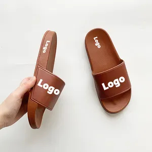New Designs Men'S Summer Indoor Sandal Bathroom Slide Slippers Non Slip Custom PVC Slide Slippers With Logo