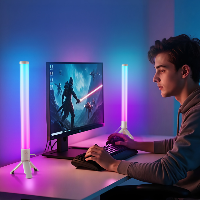 RGBIC Modern LED Desktop Ambient Light Remote Atmosphere Decor for Gaming Splicing LED Night Gaming Decor