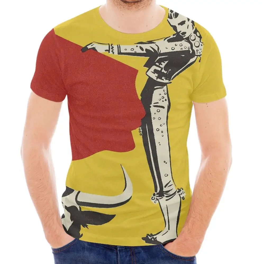 T-shirt estiva nuova t-shirt da uomo spagnola stampa Festival moda Casual t-shirt girocollo a maniche corte oversize