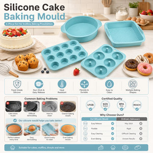 Moule à gâteau en silicone multi-cavités à démoulage facile avec logo personnalisé, OEM ODM, sans BPA, réutilisable, pour la cuisine et les desserts à la maison - Product Image 1
