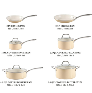 Juego de ollas y sartenes de aluminio de 8 piezas con revestimiento cerámico de alta calidad, tapa de vidrio y mango de acero inoxidable. - Product Image 2