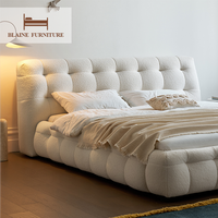 Lit modulaire de conception européenne personnalisé avec revêtement en tissu, lit double moderne de luxe en bois, taille King/Queen