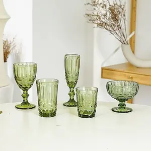 Usine En Gros Personnalisé Coloré Vintage Verre Gobelets À Vin Pour La Fête De Mariage Vert Bleu Violet Rose Verres À Vin