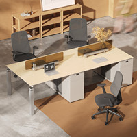 Bureau de travail modulaire écologique moderne pour personnel, poste de travail double pour 2 ou 4 personnes, bureau en T pour comptabilité face à face