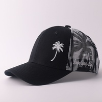 Casquette en maille brodée motif palmier, style décontracté urbain, en stock, vente en gros