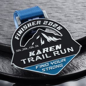 Medalla Deportiva Personalizada de Metal, Plateada Antigua, Esmaltada, de Aleación de Zinc, con Corte Hueco, para Carreras de Trail Running, Medalla de Finalista 3D - Product Image 6