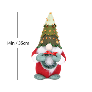 Gnome de Noël en peluche avec chapeau orné de perles et couronne de sequins superposés pour décoration de comptoir de boutique de cadeaux en gros - Product Image 2