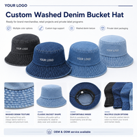 Chapeau Bob en Jean Délavé Personnalisé Premium avec Logo 3D, Casquette de Pêcheur Souple, Chapeau de Soleil pour l'Extérieur, Streetwear, Boutique, Vente en Gros