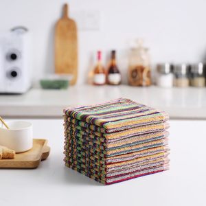 ผ้าเช็ดจานครัว 100% ผ้าฝ้าย ซึมซับน้ำได้ดี ขนาด 25*25 และ 30*30 ซม. ผ้าทำความสะอาดลายทางหลากสีสัน - Product Image 3