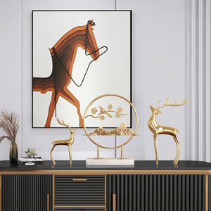 Juego de Figuras de Ciervos de Bronce, Decoración de Cobre para el Hogar, Adorno para Sala de Estar o Entrada, Regalo de Inauguración, Diseño Escénico - Product Image 1