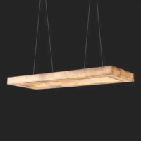 Lustre linéaire rectangulaire LED contemporain de luxe en marbre et albâtre pour salle à manger et cuisine