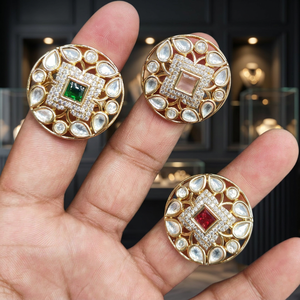 Designer Kundan Polki Finger <b>Ring</b> for Women Gold Plated <b>Adjustable</b> Statement Cocktail <b>Ring</b> Wedding Party Wear Wholesale Jewelry - Product Image 2