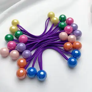 MYLULU ikat rambut elastis dengan dua manik-manik, ikat rambut bola bulat gaya Korea 2024, tali rambut elastis untuk sekolah dan anak perempuan