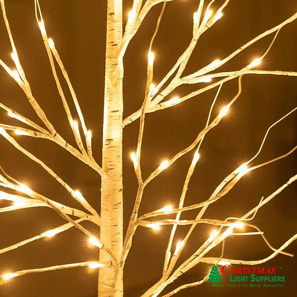 Personalizado vidoeiro branco árvore luz artificial levou árvore quarto decoração levou árvore casamento Natal árvore