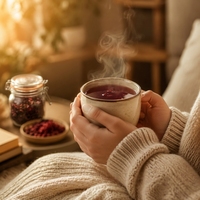 Tisane Santé Premium aux Cinq Plantes Rouges, Mélange de 10 Sachets (210g) de Riz Noir Glutineux, Haricot Rouge et Baies de Goji, Naturellement Sucrée