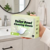 Tablet Pembersih Toilet Sekali Pakai Label Pribadi Logo Kustom Ramah Lingkungan Lembaran Pembersih Kloset Tablet Cepat Larut