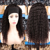 Cabelos cheveux brésiliens luxe colle moins bandeau perruques cheveux humains vague profonde couleur naturelle 180% densité bandeau perruque