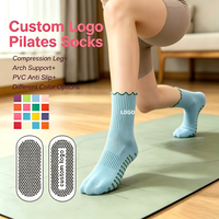 Chaussettes de yoga personnalisables de haute qualité avec logo personnalisé, chaussettes tricotées antidérapantes pour femmes, chaussettes solides pour la danse, la grossesse, le yoga, le pilates, chaussettes d'automne