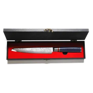 Razor Sharp Blade 8 Inch Damascus Steel VG10 Slicing Knife With Wooden Box