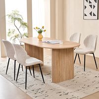 Table à manger ovale en bois de 70,8 pouces pour 6 personnes, style moderne farmhouse, meubles pour la cuisine et le salon