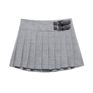 Falda de chifón plisada de corte A para <span class=keywords><strong>niña</strong></span>, natural, a media pantorrilla, con botones, transpirable, de secado rápido, antibacteriana y antiestática - Product Image 2