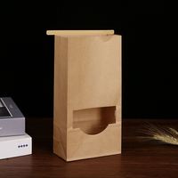 Sac en papier kraft et fil de fer scellé avec fenêtre pour noix, snacks, produits secs, pain grillé, sac en papier imprimé