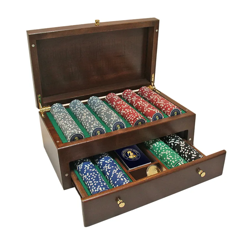 Scatola di fiches da Poker in legno multistrato di alta qualità con custodia in legno di lusso Premium