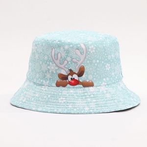Cute Reindeer Snowflake Print Bucket <b>Hat</b> Reversible Christmas Fisherman Cap for Women <b>Men</b> Winter Holiday <b>Sun</b> <b>Hat</b> Wholesale - Product Image 3