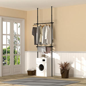 מנגב מודרני רצפה ללא תשלום רצפה מודרני מתכת מתלה טלסקופי מעמד כבד שלוש שכבות בד אחסון מתלה מתכווננת פתוח - Product Image 5